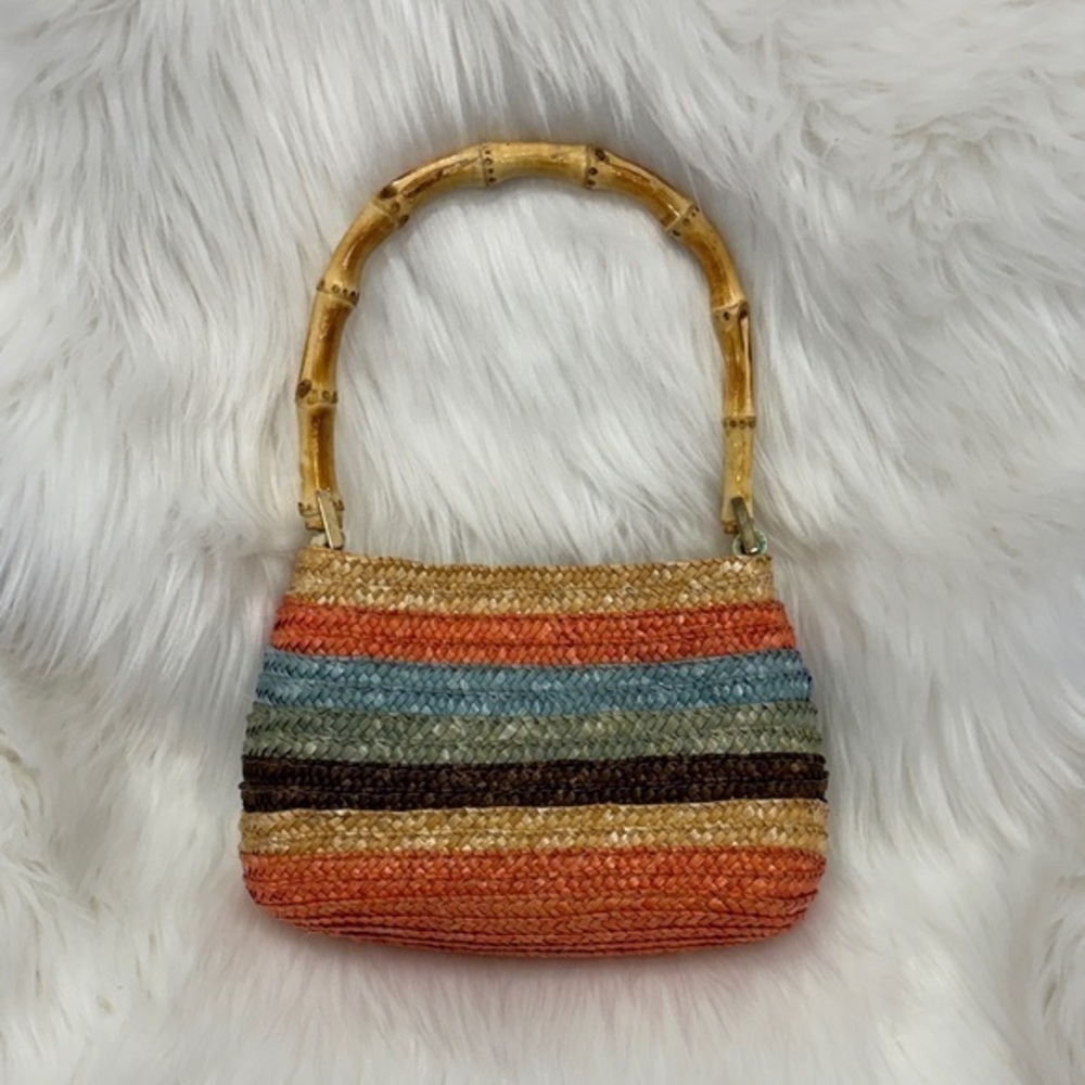 NEW Charter Club Classics straw woven raffia bag purse with Bamboo Handle